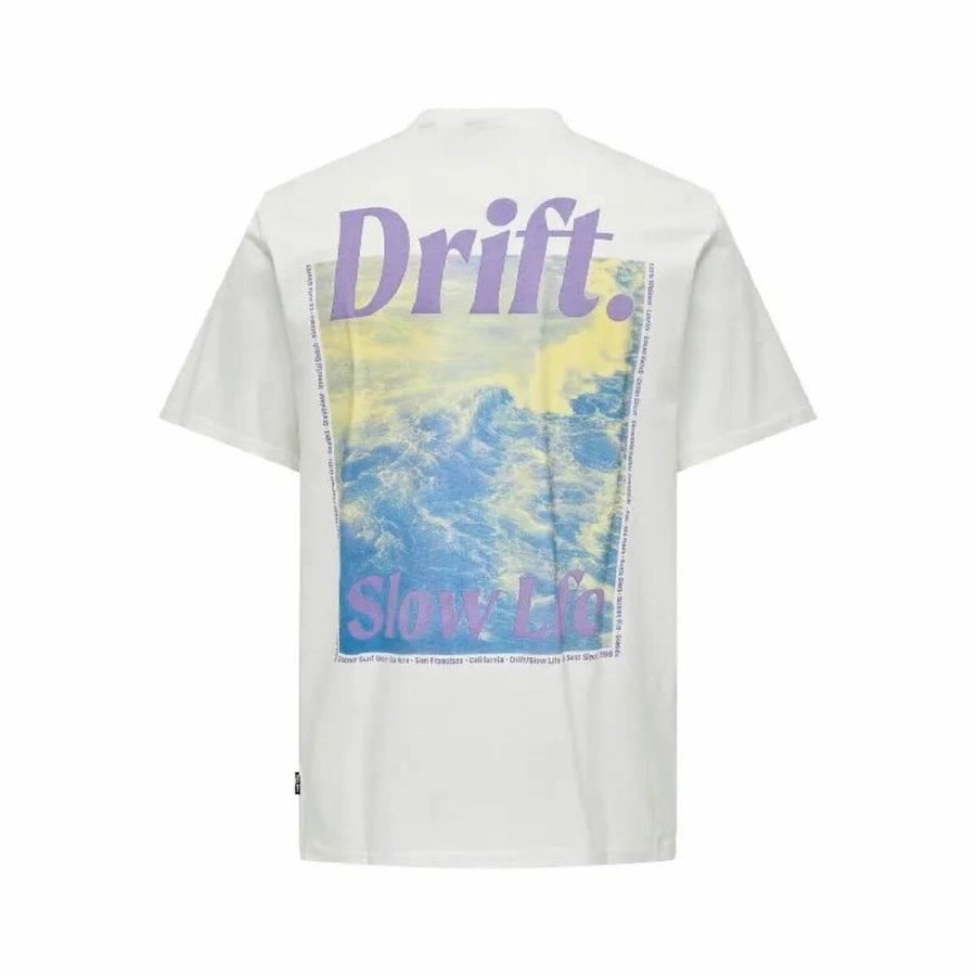 Kortrmet T-shirt til Mnd Only & Sons Onskye Reg Hvid #2