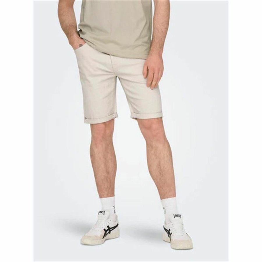 Herre Shorts Only & Sons Onsply 9296 Ecru Beige #3
