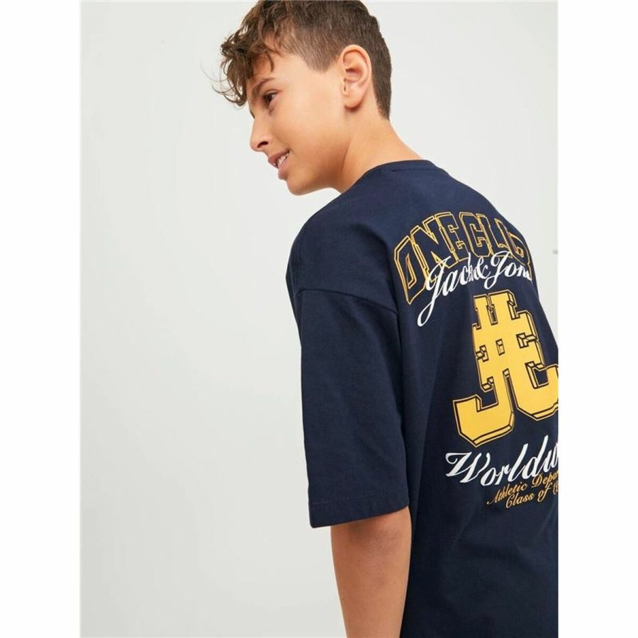 Brne Kortrmet T-shirt Jack & Jones Jorcole Back Print Marinebl #5