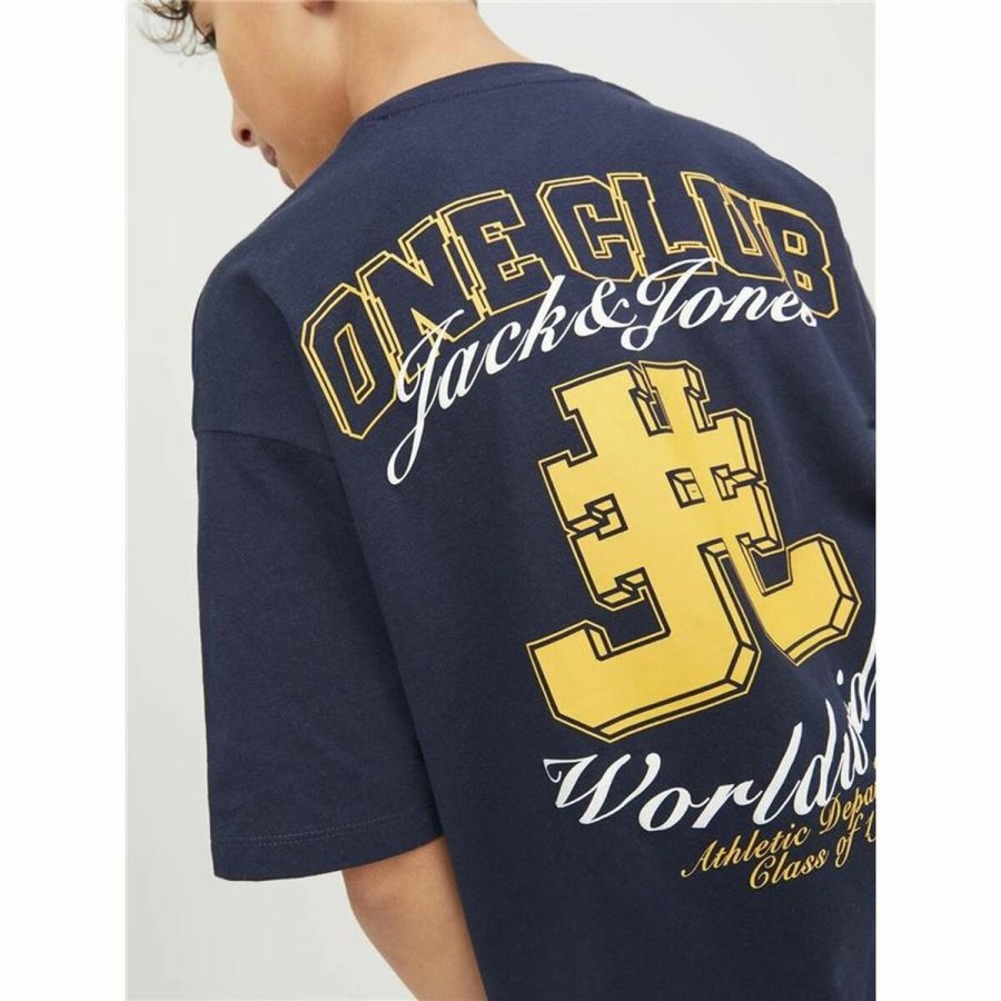 Brne Kortrmet T-shirt Jack & Jones Jorcole Back Print Marinebl #3