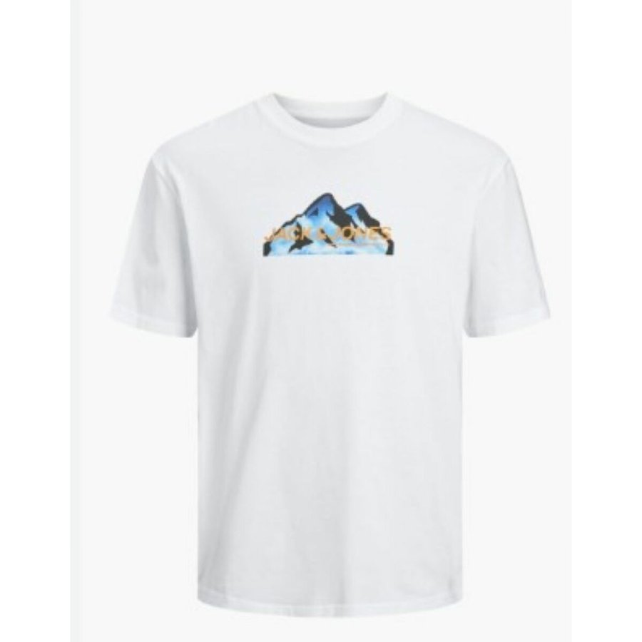 Kort�rmet T-shirt til M�nd Jack & Jones JCOMOUNTAIN LOGO TEE SS CREW NECK 12262220 Hvid #2