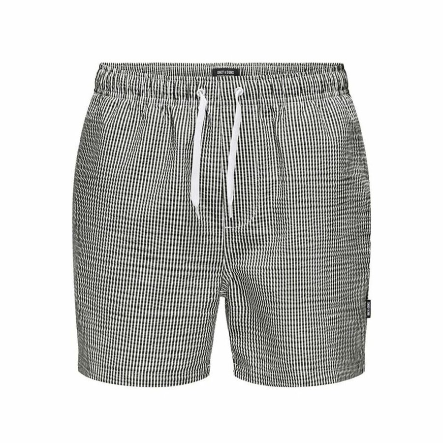 Badetj til Mnd Only & Sons Onsted Stripe Seersucker Hvid Sort #1