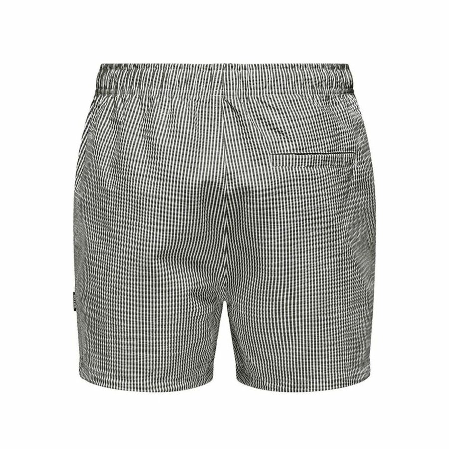 Badetj til Mnd Only & Sons Onsted Stripe Seersucker Hvid Sort #2