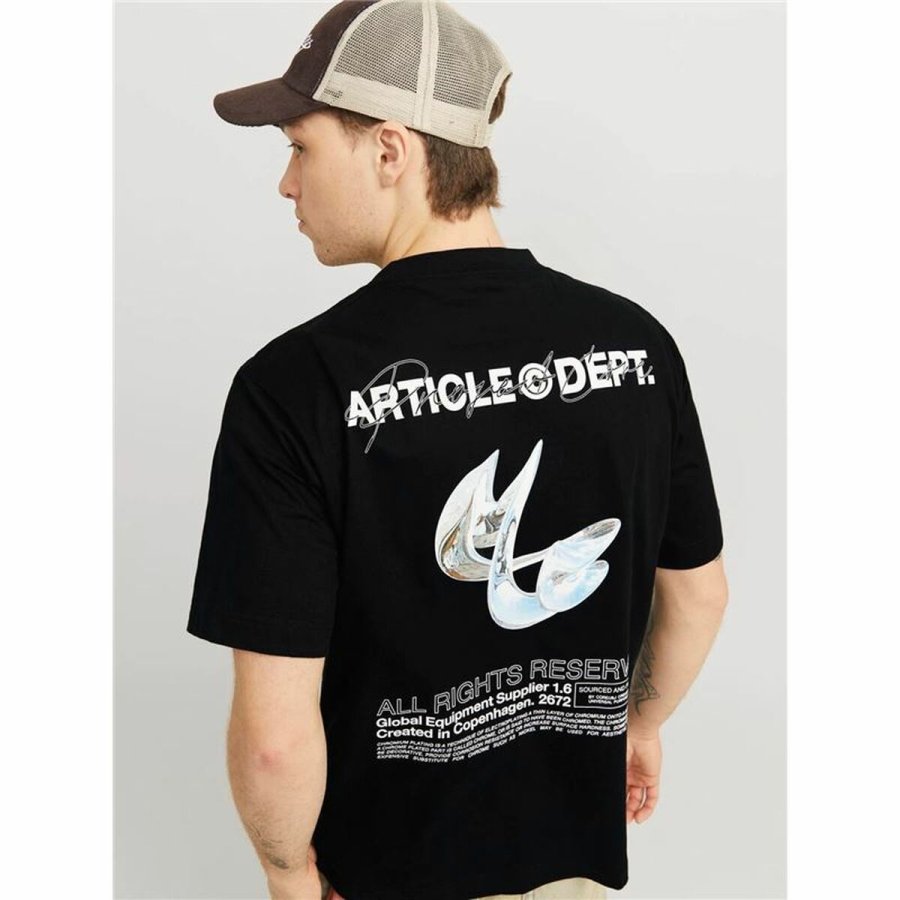 Kortrmet T-shirt til Mnd Jack & Jones Jcodynamic Dust Ss Crew Neck Sort #5