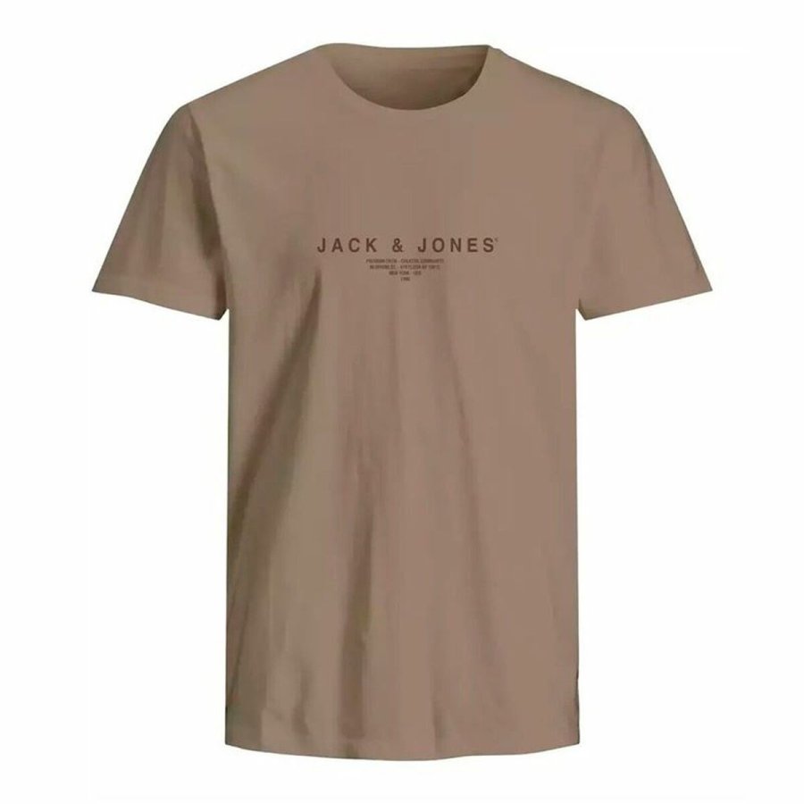 Kortrmet T-shirt til Mnd Jack & Jones Lys brun #1