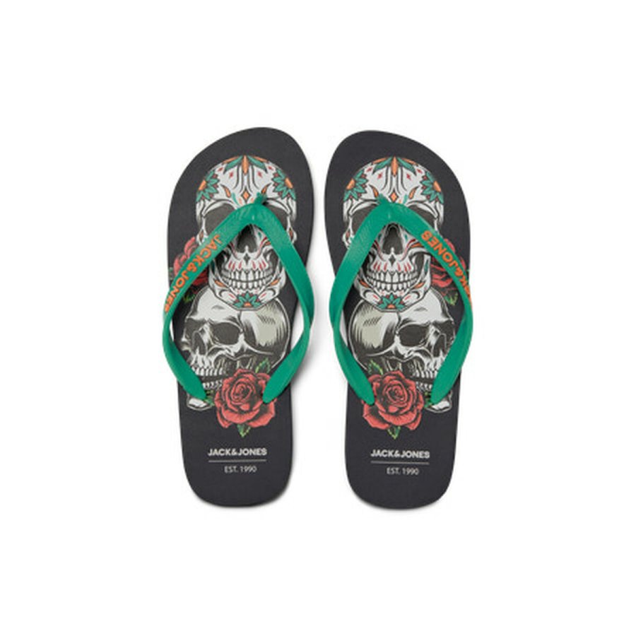 Klipklappere til mnd Jack & Jones JFWSKULLS FLIP FLOP 12280854 Sort #1