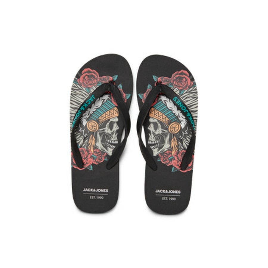 Klipklappere til mnd Jack & Jones JFWSKULLS FLIP FLOP 12280854 Sort #1