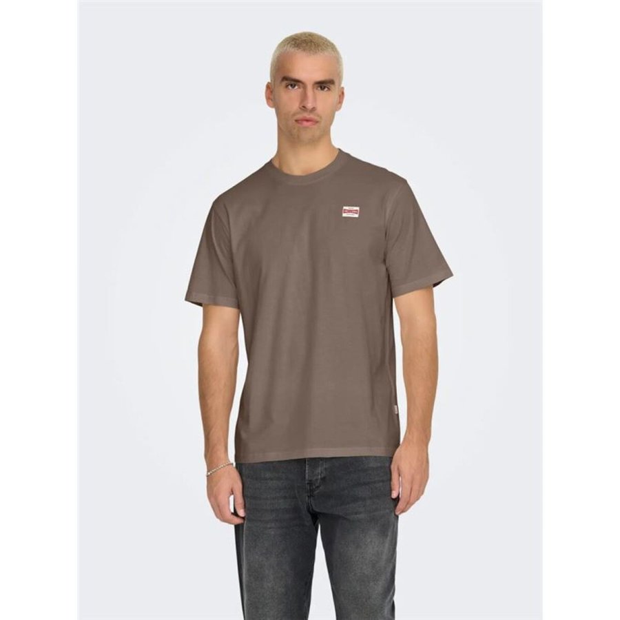 Kort�rmet T-shirt til M�nd Only & Sons Onsdawson Reg Ss Vd Falcon Lys brun #3