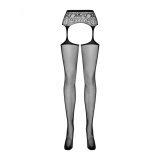Nylonstrmper med strmpebnd Obsessive S307 Sort S/M/L #4