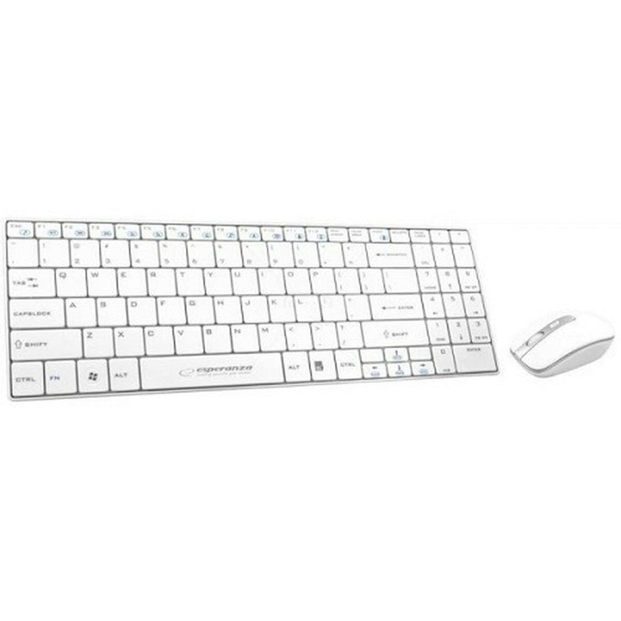 Tastatur og mus Esperanza EK122W Hvid QWERTY #1