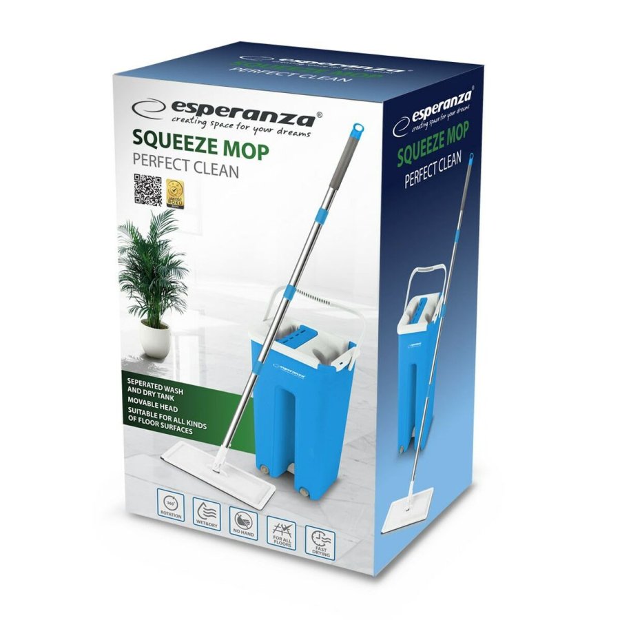 Mop with Bucket Esperanza EHS004 Bl Hvid Mikrofiber #13