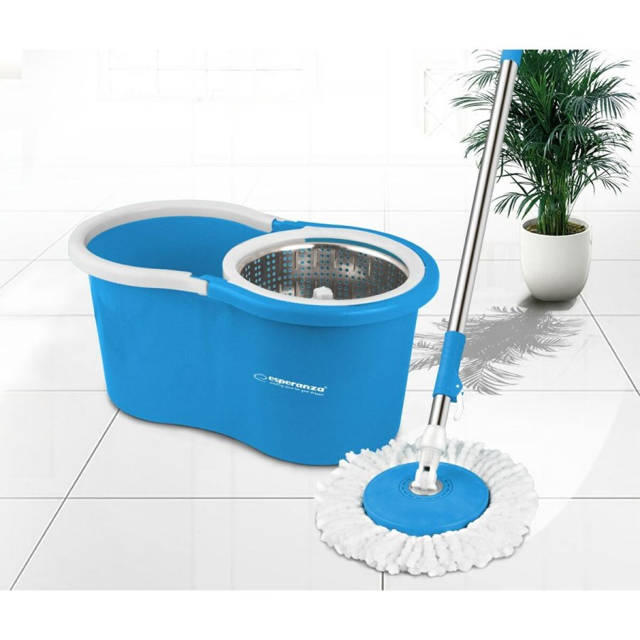 Mop with Bucket Esperanza EHS006 Bl Hvid Mikrofiber #5