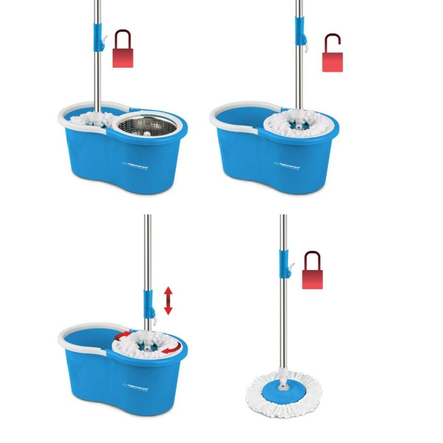 Mop with Bucket Esperanza EHS006 Bl Hvid Mikrofiber #9