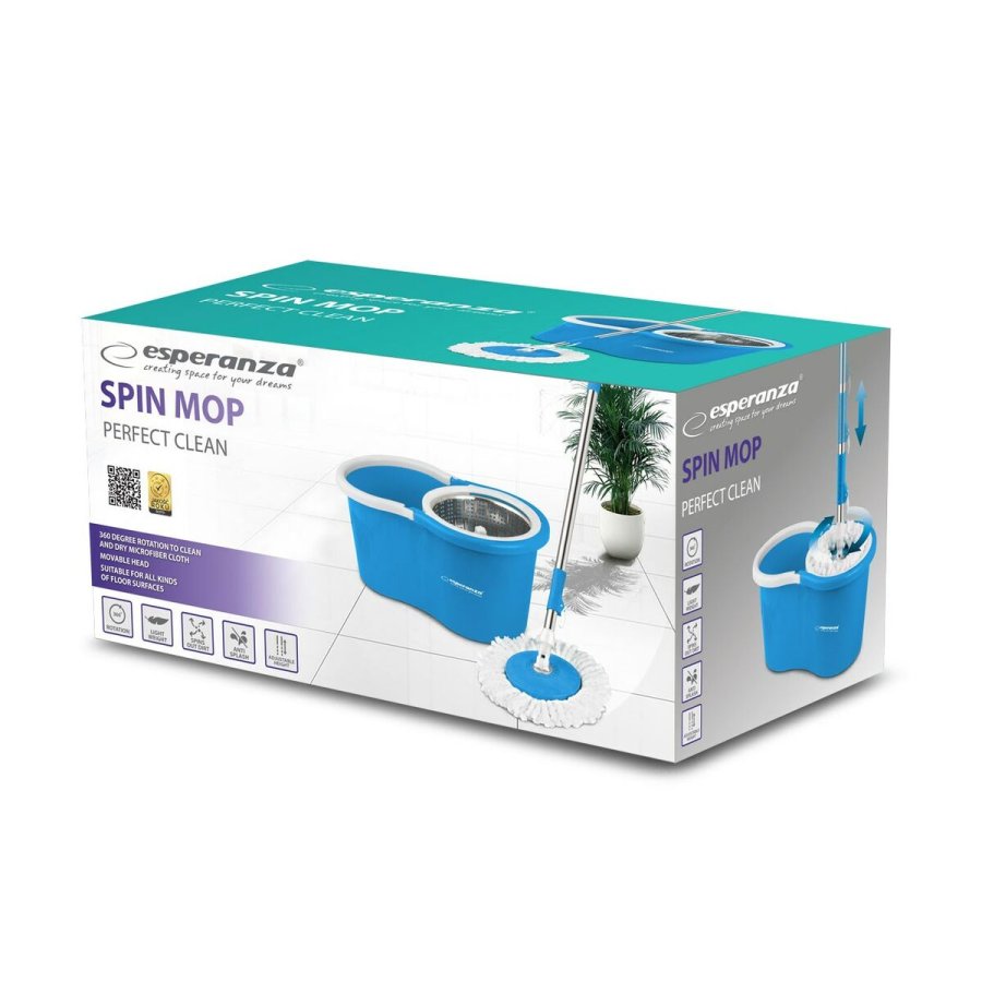 Mop with Bucket Esperanza EHS006 Bl Hvid Mikrofiber #17