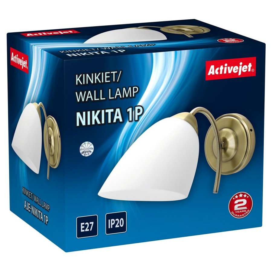 Vglampe Activejet NIKITA 1P Patyna Hvid Metal Glas 60 W 220-240 V 26 x 12 x 12,5 cm 30 x 12 x 15 cm (1 Dele) #3