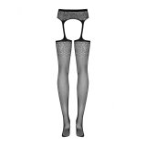 Nylonstrmper med strmpebnd Obsessive S207 XL/XXL Sort #5