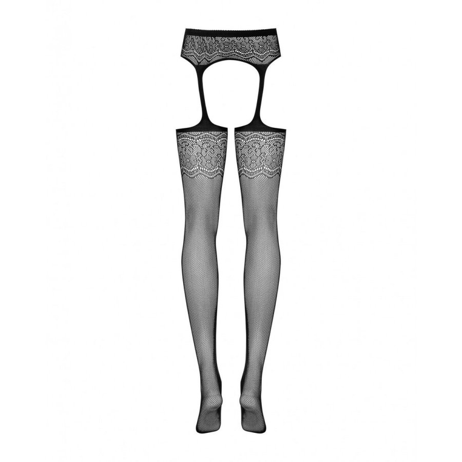 Nylonstrmper med strmpebnd Obsessive S207 XL/XXL Sort #5