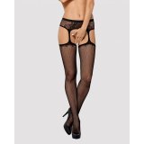 Nylonstr�mper med str�mpeb�nd Obsessive Garter stockings S232 S/M/L Sort #2
