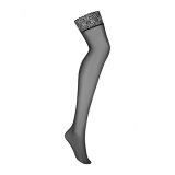 Nylonstrmper med strmpebnd Obsessive Shibu Sort S/M #5