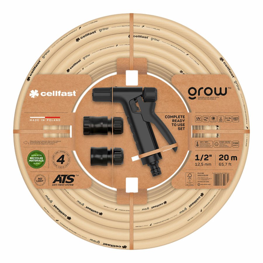 Slange med tilbeh�rss�t Cellfast Grow 20 m Polyester PVC Polyetylen polypropylen � 12 mm Beige (20 m) #1