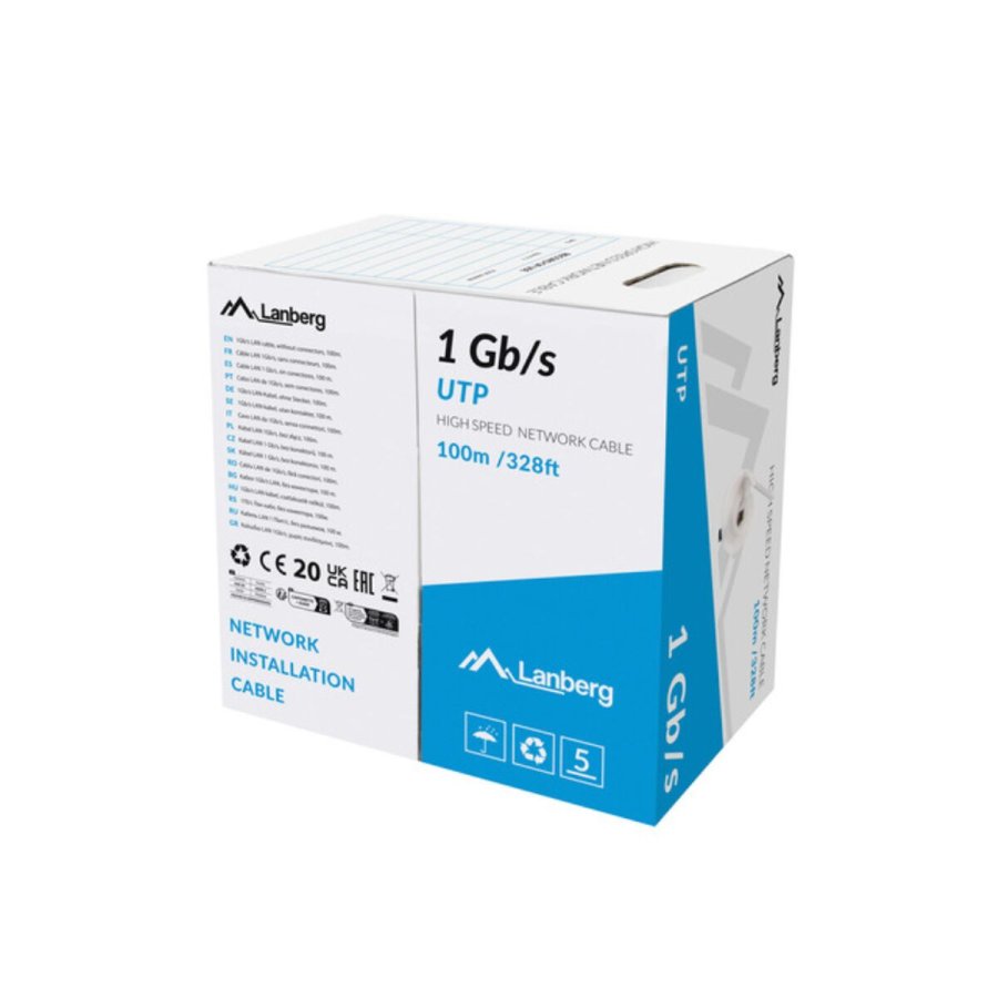 UTP kategori 6 stift netvrkskabel Lanberg LCU6-10CC-0100-S Gr 100 m #1