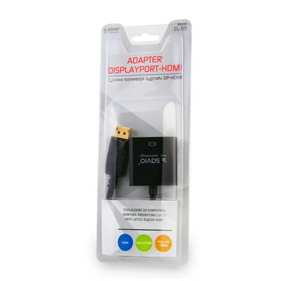 DisplayPort til HDMI-adapter Savio CL-55 Sort 20 cm #2