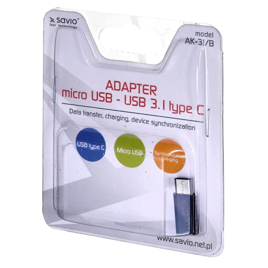 Micro USB til USB-C Adapter Savio AK-31 / B #2