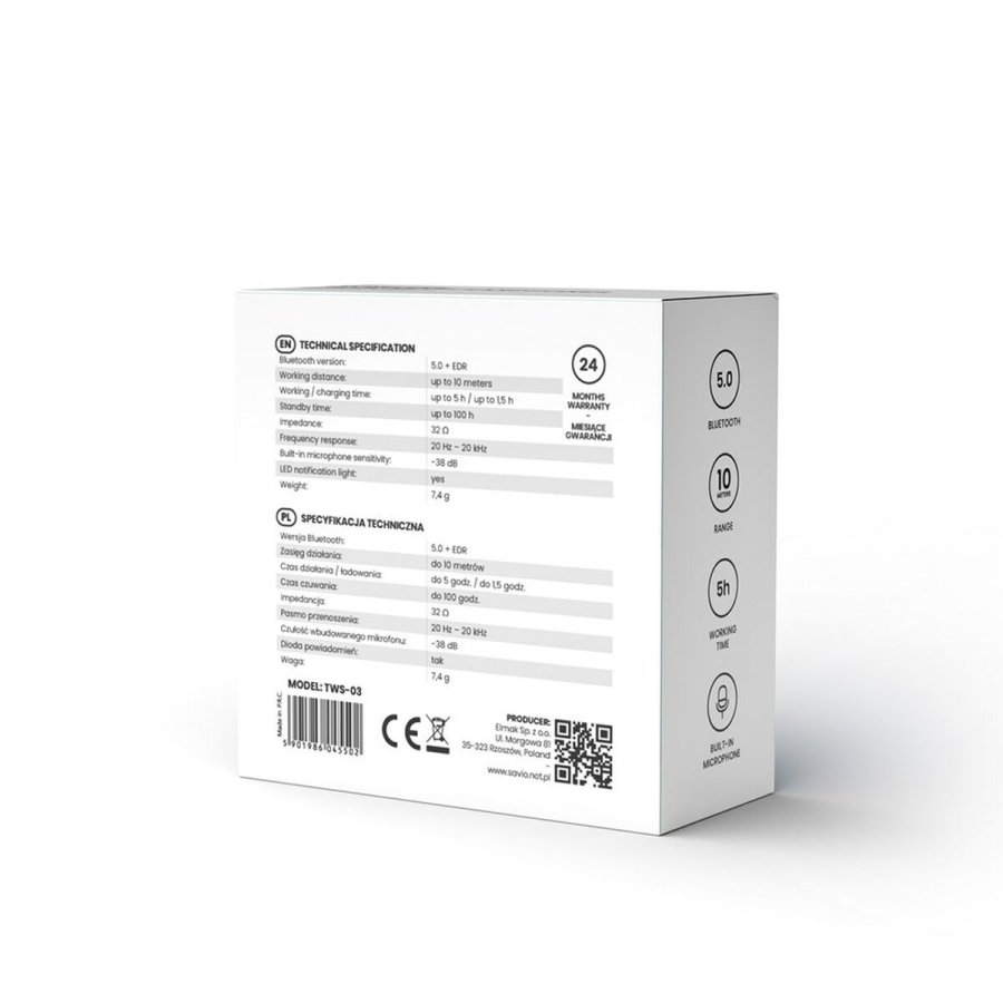 Bluetooth hovedtelefoner Savio TWS-03 Sort Grafit #11