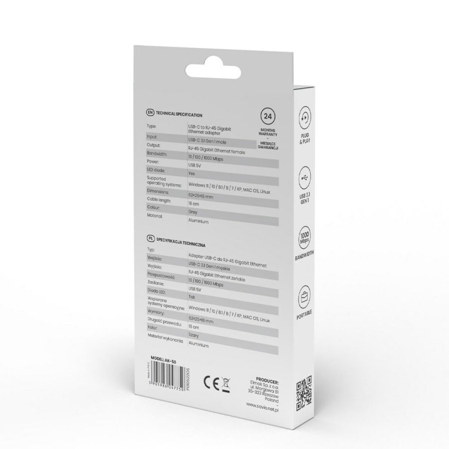 USB-C til ethernet-adapter Savio AK-56 #5