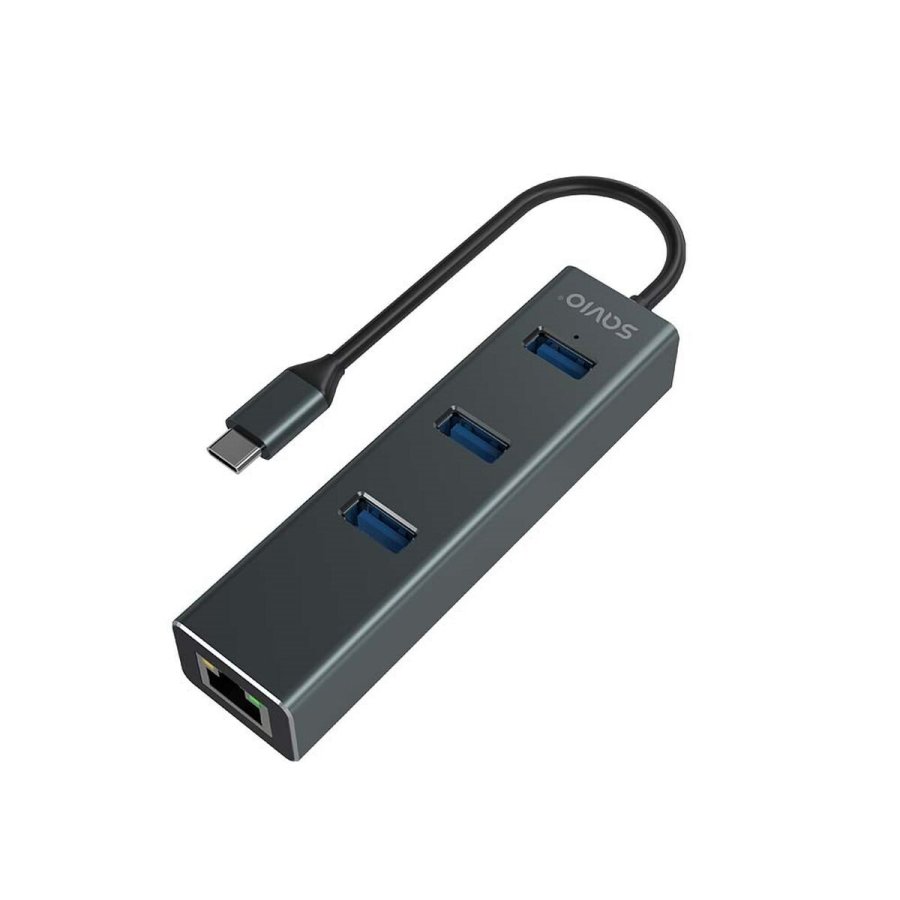 4-Port USB-C Hub Savio AK-57 Ethernet (RJ-45) Gr #1
