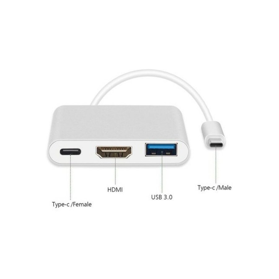 3-Port USB-C Hub MacLean MCTV-840 S�lvfarvet #2
