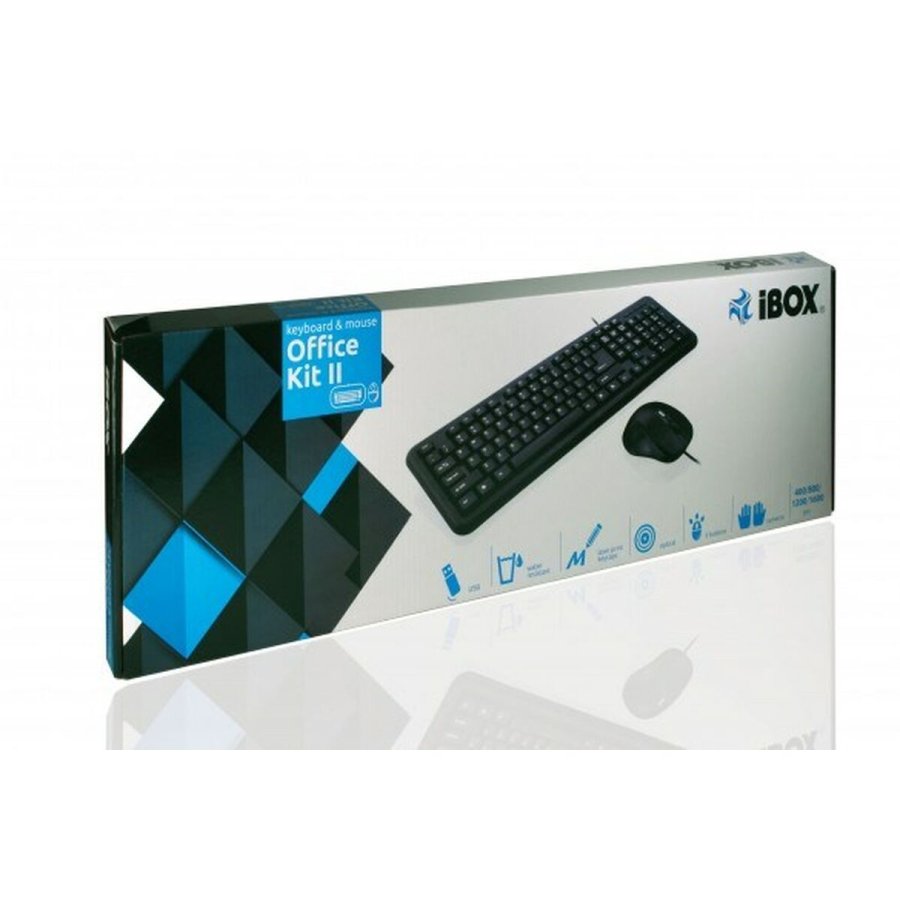 Tastatur og mus Ibox OFFICE KIT II Sort Monochrome Engelsk QWERTY #1
