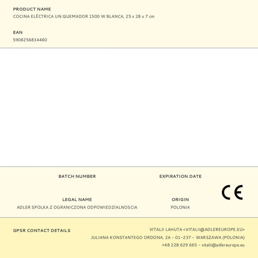 Camping komfur Adler AD 6503 1500 W #31