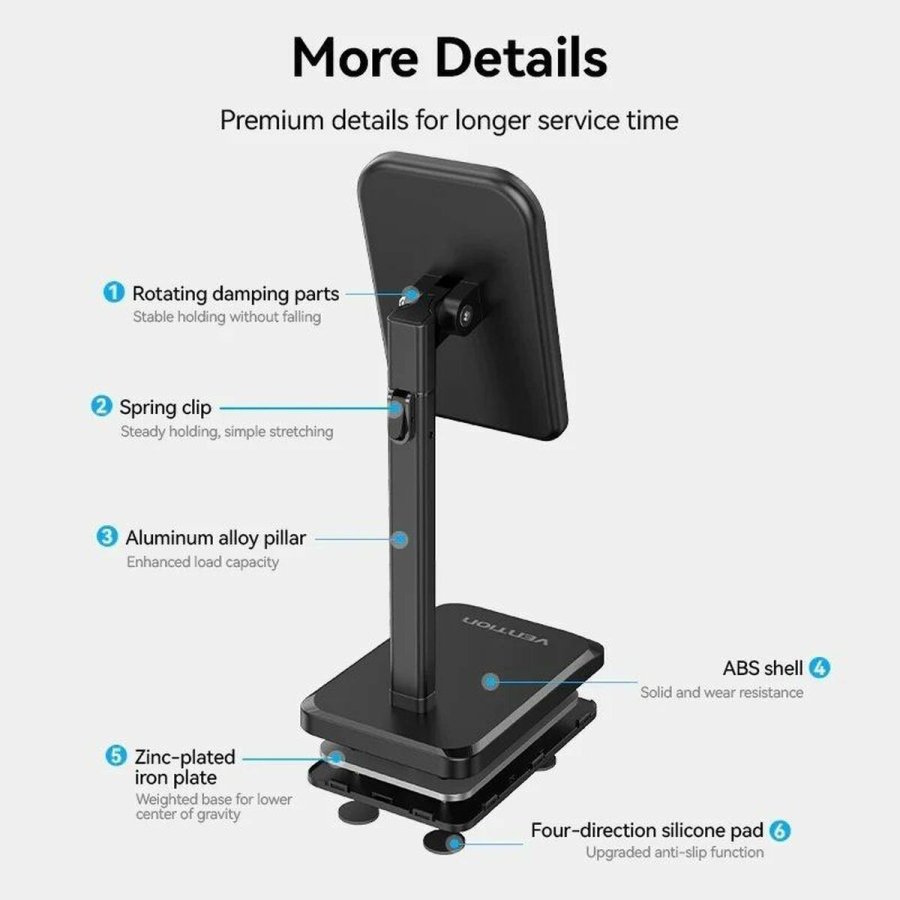 Mobil- eller tabletsttte Vention KCQB0 Sort #5