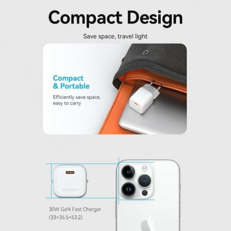 Vgoplader Vention FAKW0-EU 30 W USB-C Gul #3