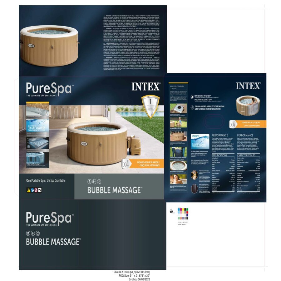 Oppustelige Spa Intex 196 x 71 x 196 cm Brun 795 L #8