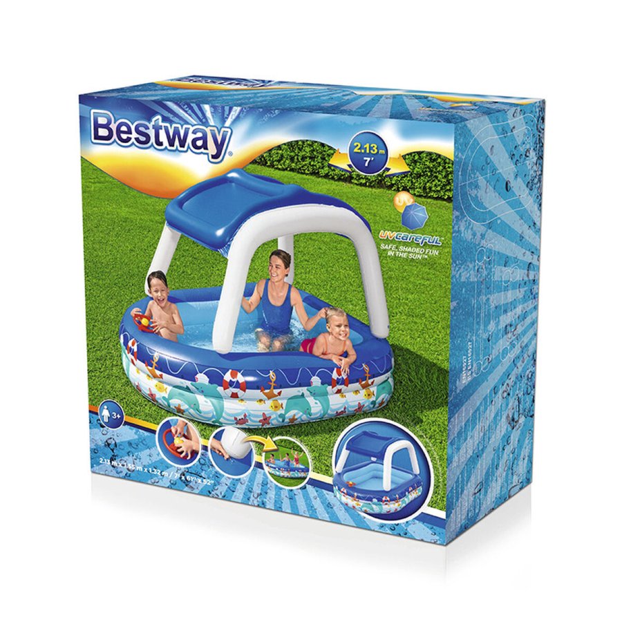 Oppustelig Pool til Brn Bestway Multifarvet 213 x 155 x 132 cm 175 x 262 x 51 cm Skib #2