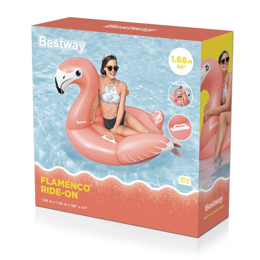 Bestway Oppustelig Flamingo med Hndtag 168x120 cm +3 r Strand og Pool 41526 #2