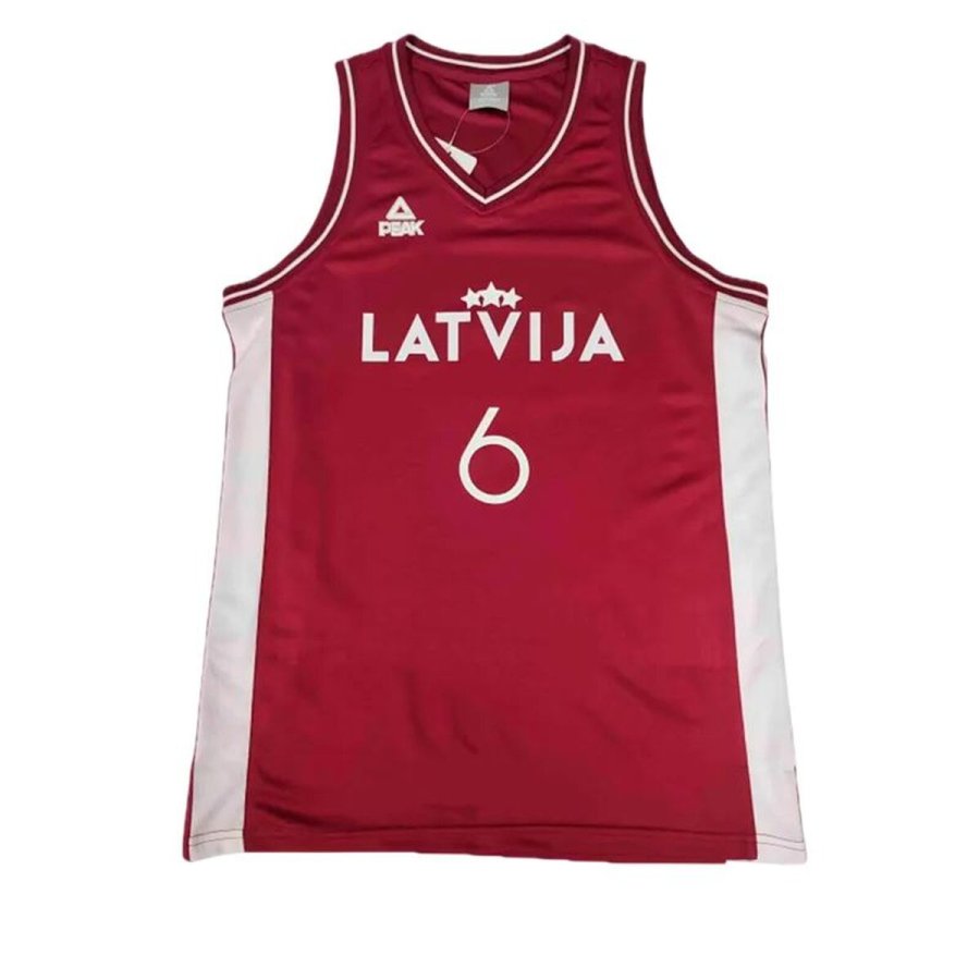 Basketballstr�je Peak Latvija 6 - Porzingis Hvid Brun #1