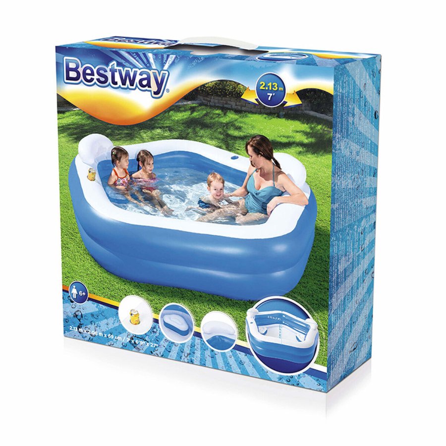 Oppustelig Pool til Brn Bestway Multifarvet 213 x 206 x 69 cm #3