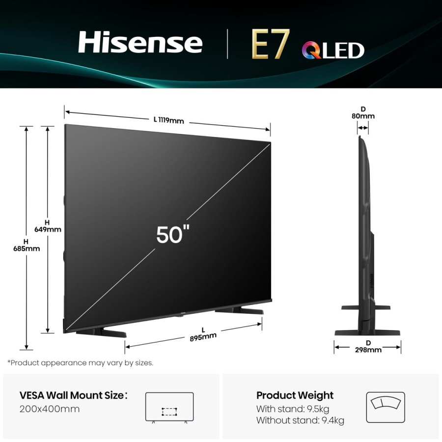 Smart TV Hisense 50E7Q 4K Ultra HD 50