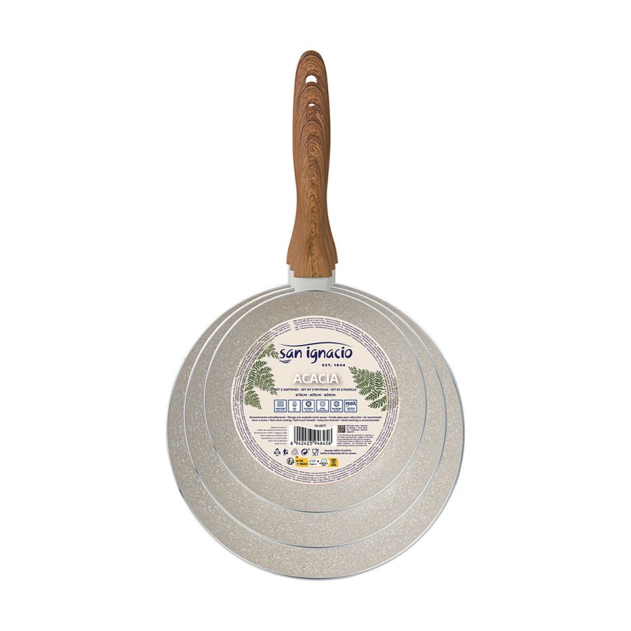 St med Stegepander San Ignacio Fldefarvet Aluminium  16 x 3,5 cm  20 x 4,5 cm  24 x 4,5 cm 3 Dele #1