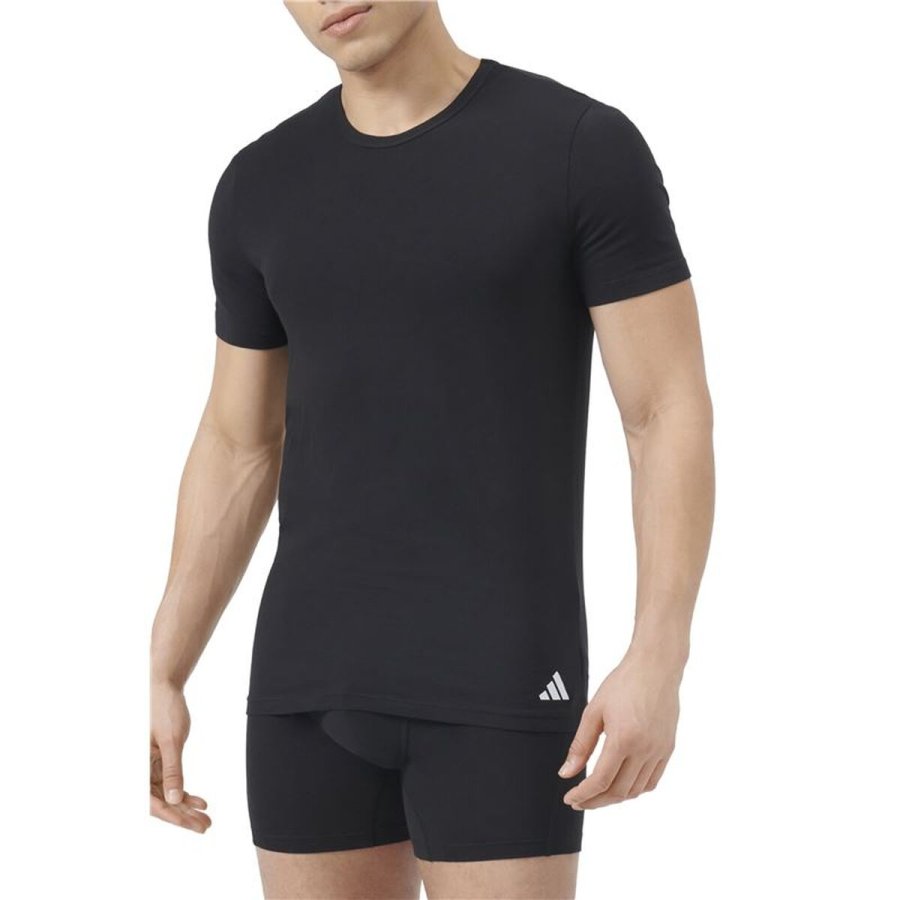 Kort�rmet T-shirt til M�nd Adidas Crew 2P Active Flex Sort #1