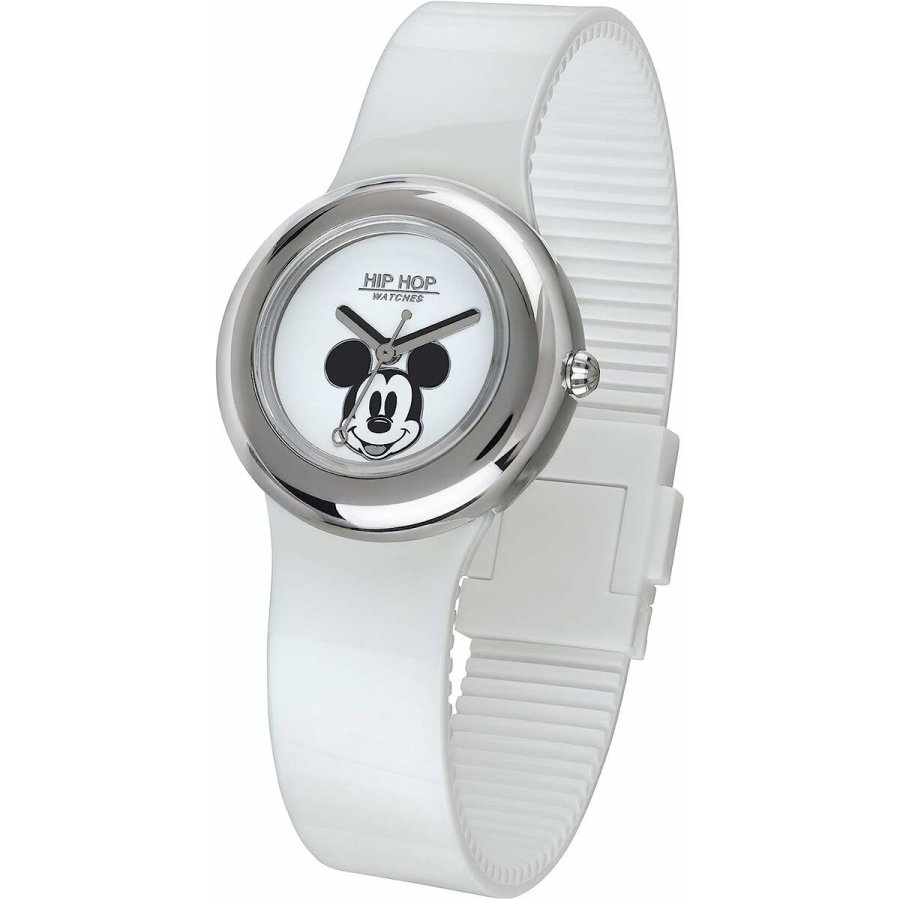 Unisex ur Hip Hop MICKEY METAL WHITE Hvid ( 32 mm) #1