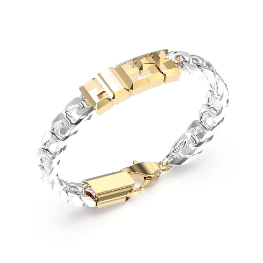Armb�nd til m�nd Guess JUXB03205JWYGSTS Metal S�lvfarvet Gylden #1