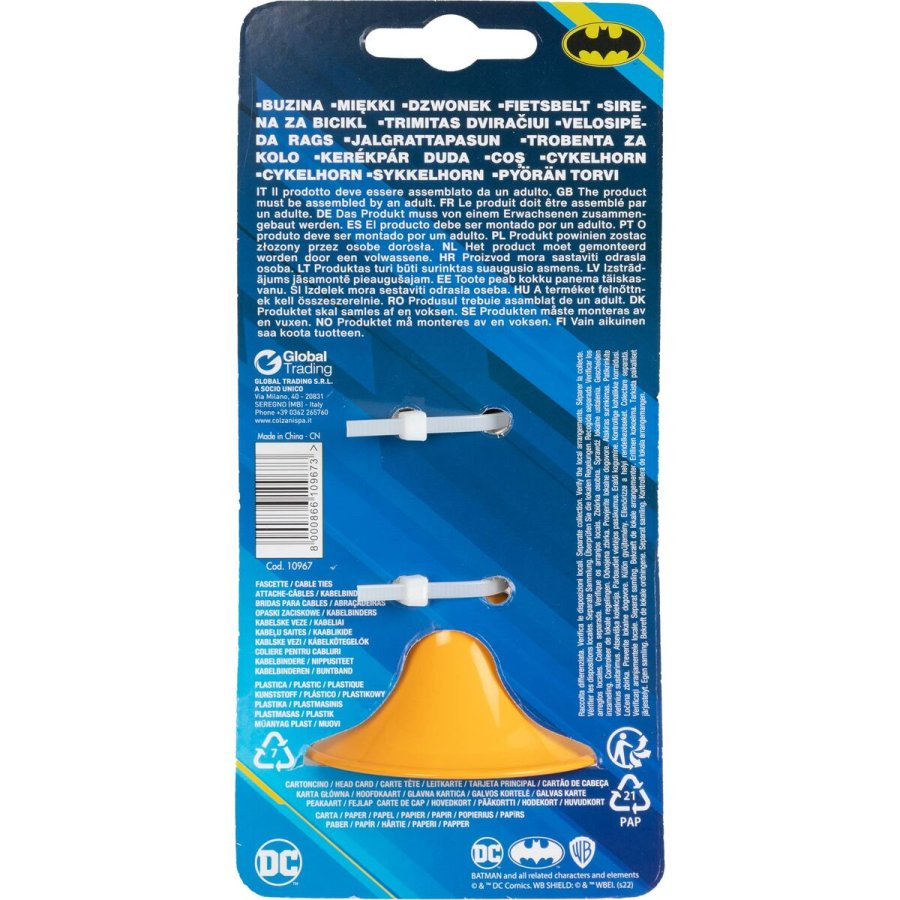 Ringeklokke til brnecykel Batman CZ10967 Sort/Gul #7
