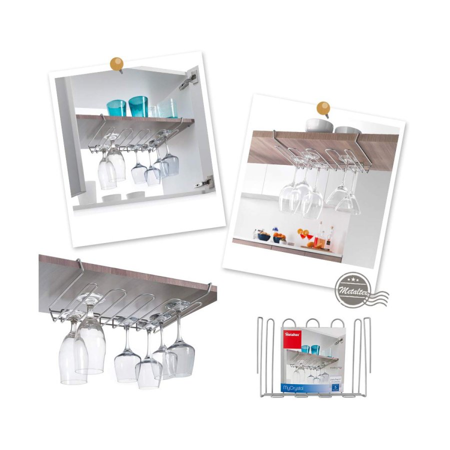 Glasstativ Metaltex My-crystal 38 x 26 x 7 cm Metal Op til ca. 12 glas med en bund p max. 7 cm diameter #2