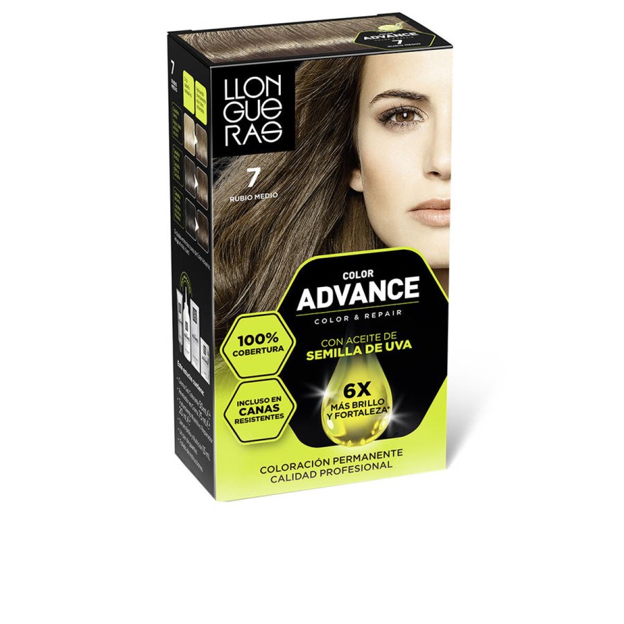 Permanent Farve Llongueras COLOR ADVANCE N 7-Rubio Medio (1 enheder) #1