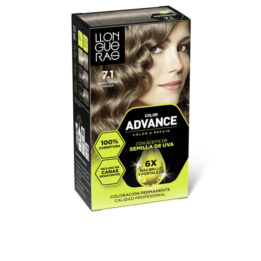 Permanent hrfarve Llongueras COLOR ADVANCE N 7,1-Rubio Ceniza #1