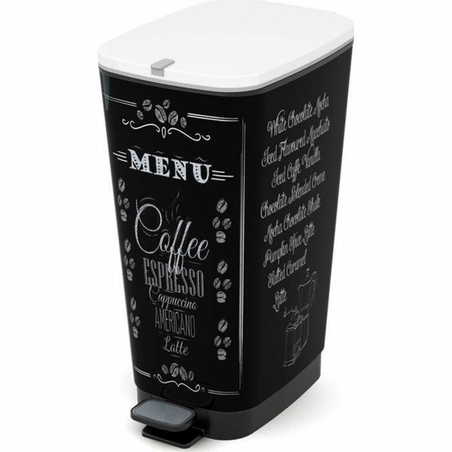 Affaldsspand med pedal KIS CHIC Coffee Motif Sort 50 L #1